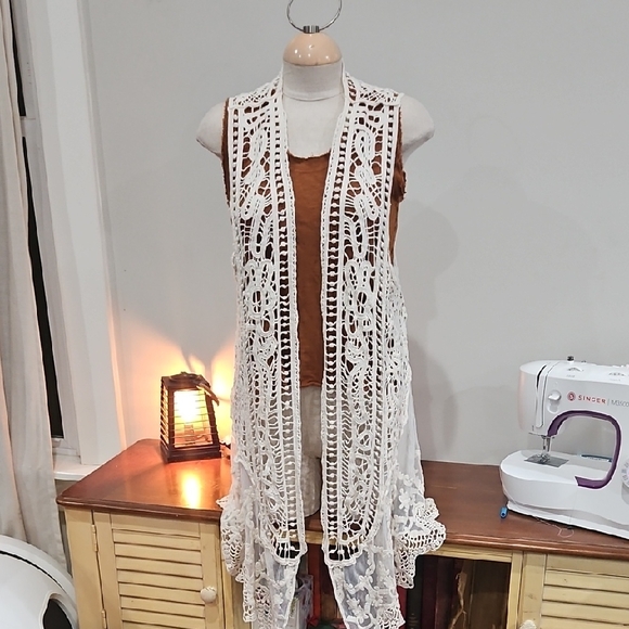 ADORA Sweaters - White Lace Cardigan